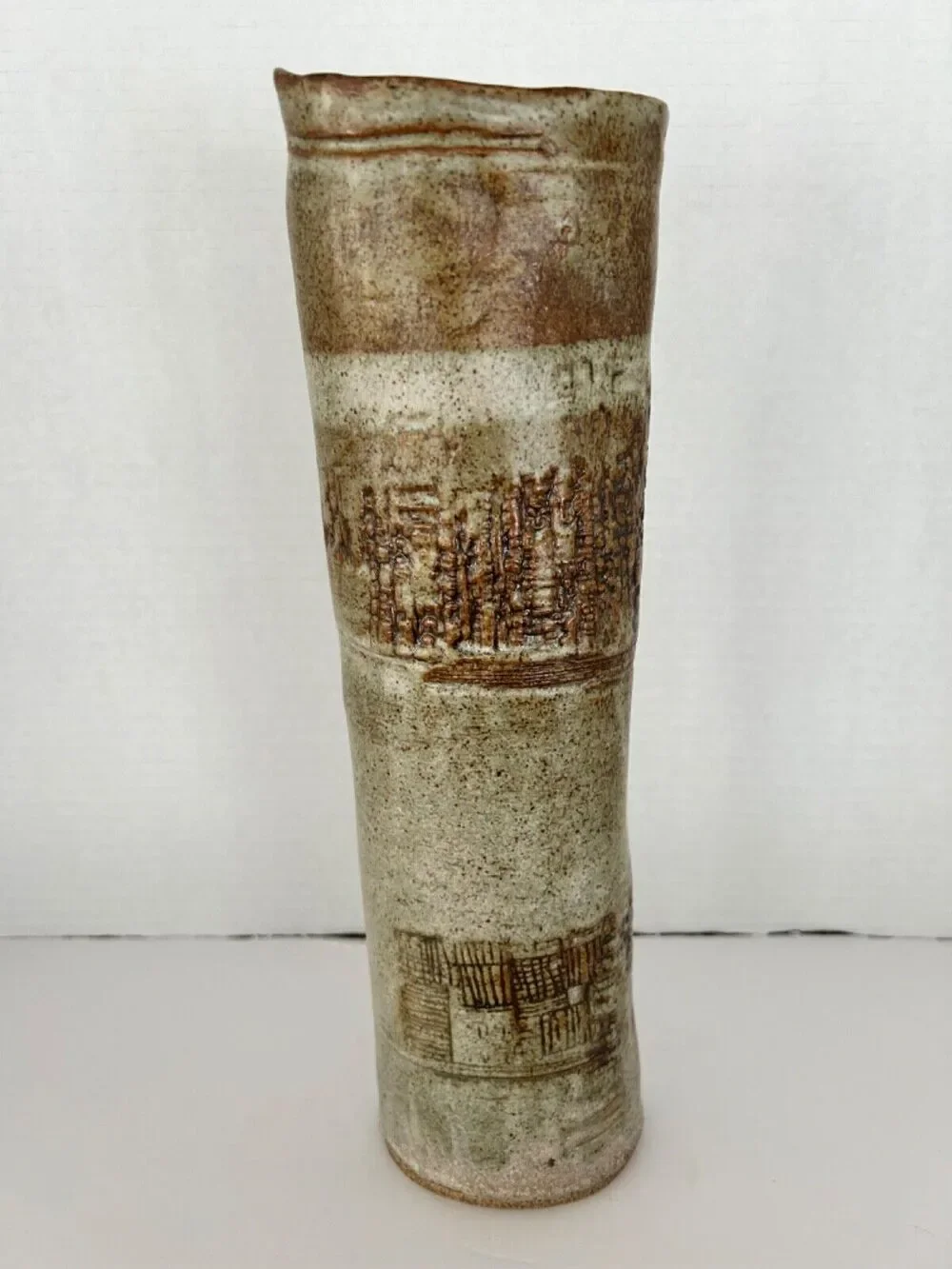 Thomas Reece Signed Art Pottery Stoneware Vase 12 1/2
